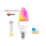 E14 Smart WiFi & Zigbee LED Candle Bulb – RGBCW Dimmable Light for Smart Home Automation