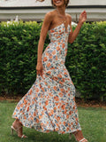 Bohemian V-Neck Sleeveless Midi Dress for Women - Spring Summer A-Line