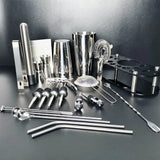 Juego de coctelera Boston: kit de herramientas de barra profesional con soporte