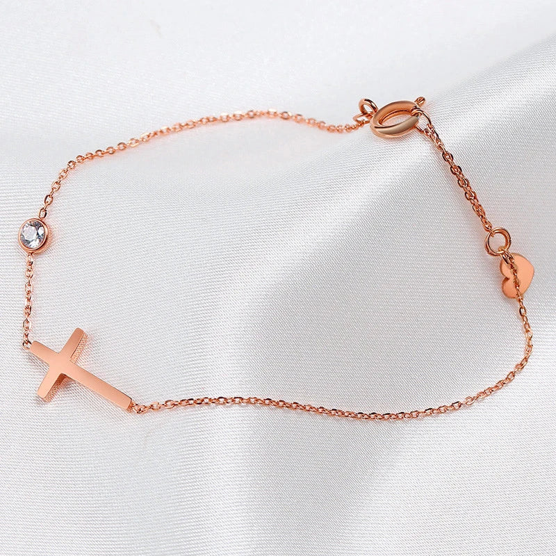 Elegant Cross Link Bracelet for Women – Trendy Cubic Zirconia Charm Jewelry