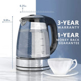 DEVISIB 2L Electric Kettle – 2200W Fast Boiling Glass Kettle with LED Indicator & Removable Filter