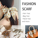 Conjunto de 4 bufandas de satén de seda: elegantes accesorios para el cabello y el bolso para mujeres