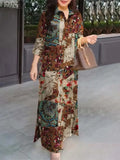 Casual Cotton Ankle-Length Sundress for Women - Spring Summer Turn-Down Collar