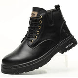 Men’s PU Leather Work Boots with Zipper – Durable Ankle Safety Boots for Spring & Autumn