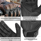 Vintage Leather Motorcycle Gloves – CE Certified with Touchscreen & Knuckle Protection