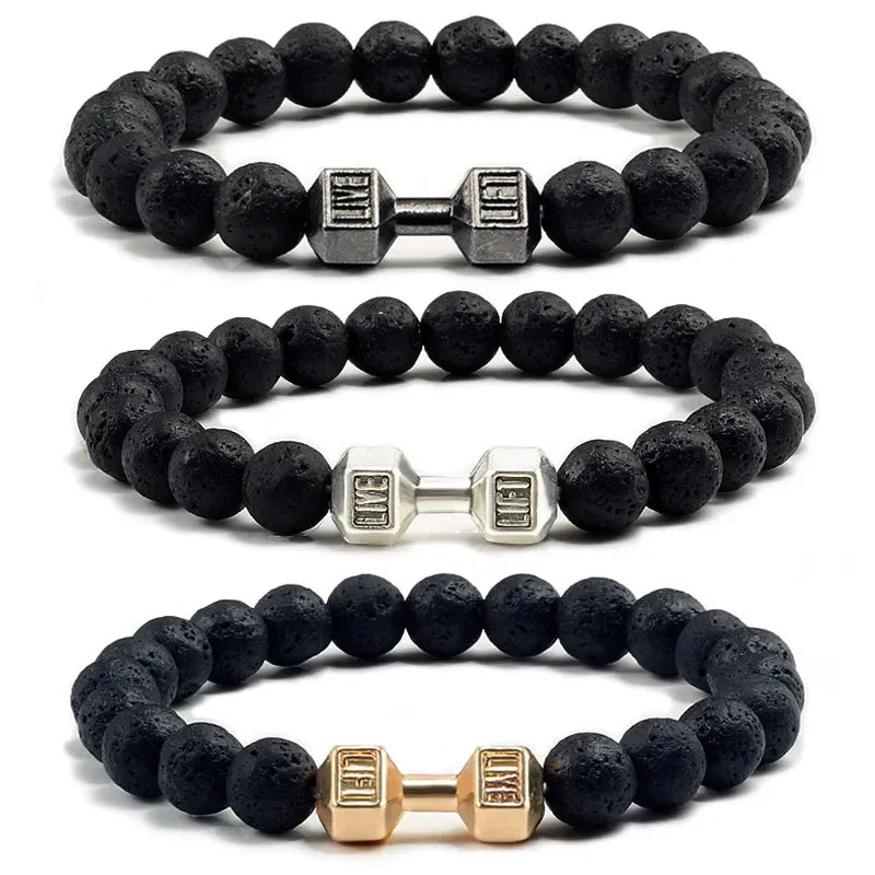 Pulsera de cuentas de piedra natural: moderna pulsera unisex con dijes para uso diario 