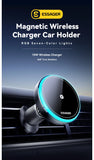 Essager RGB Magnetic Car Phone Holder – 15W Qi Wireless Charger & Magsafe Mount for iPhone & Samsung