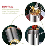 Freidora de acero inoxidable con cesta | Olla pequeña multifuncional para freír y cocinar