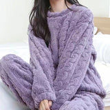 Women's 2-Piece Velvet Fleece Set | Warm Pullover & Pants Loungewear