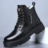 Men’s Winter Motorcycle Boots – Waterproof Split Leather Ankle Boots for Comfort & Style