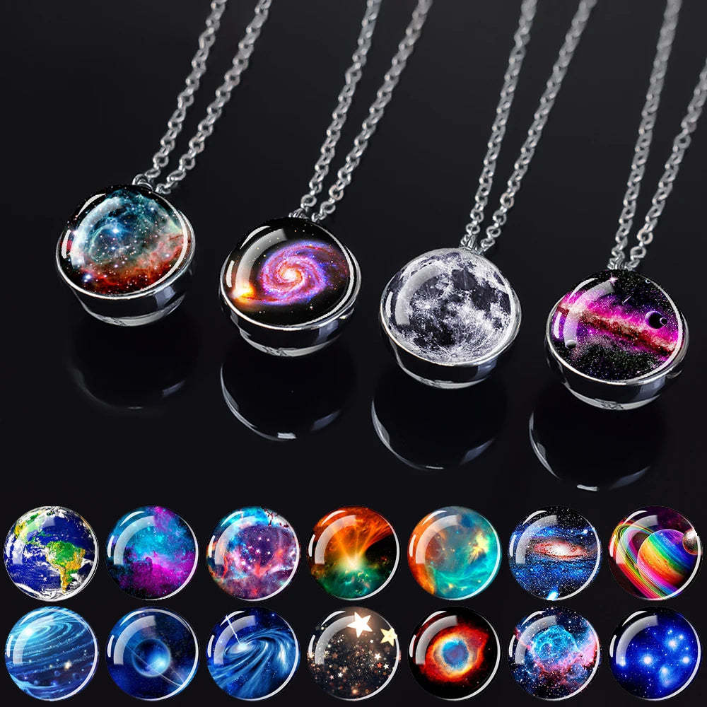 Trendy Glass Ball Pendant Necklace – Unisex Zinc Alloy Chain Link Design