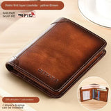 Men’s RFID Blocking Genuine Leather Wallet – Slim Trifold with Card, Coin & SIM Holder