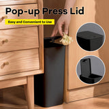 Papelera de baño con tapa a presión: papelera compacta para inodoro, dormitorio y sala de estar