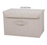 Caja de almacenamiento plegable de lino y algodón: organizador multiusos con tapa