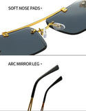 Gafas de sol cuadradas de lujo sin montura: moda de diseño vintage para hombres y mujeres