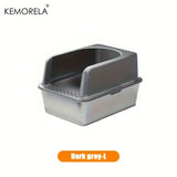 XL Stainless Steel Cat Litter Box with Lid – High Sides, Odor-Resistant, for Large & Small Cats