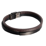Men's Genuine Leather Bracelet - Stainless Steel Double-Layer Braided Bangle
