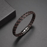 Men's Geometric Leather Bracelet with Zinc Alloy Magnet Clasp – Hiphop/Rock Fashion Accessory