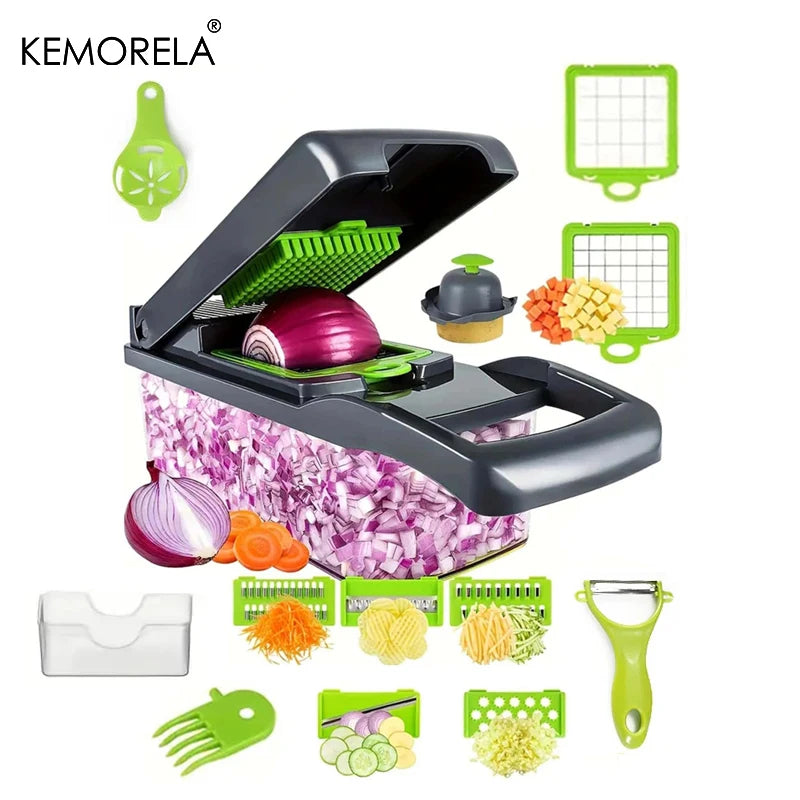 14-in-1 Multifunctional Vegetable Chopper & Slicer – Food Dicer with Handle