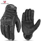 Vintage Leather Motorcycle Gloves – CE Certified with Touchscreen & Knuckle Protection