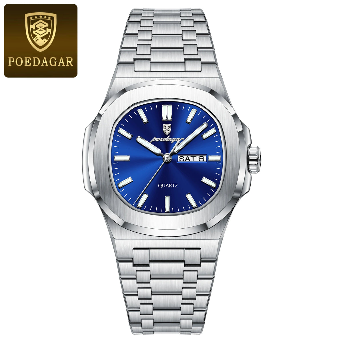 Men's Luxury Military Watch – Stainless Steel, Waterproof, Luminous, Date & Week Display