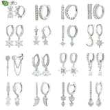 Sterling Silver Zircon Hoop Earrings for Women – Elegant Star & Heart Design