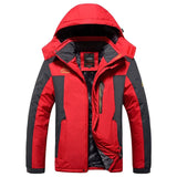 Men’s Fleece-Lined Winter Jacket with Detachable Hood – Patchwork Outdoor Coat