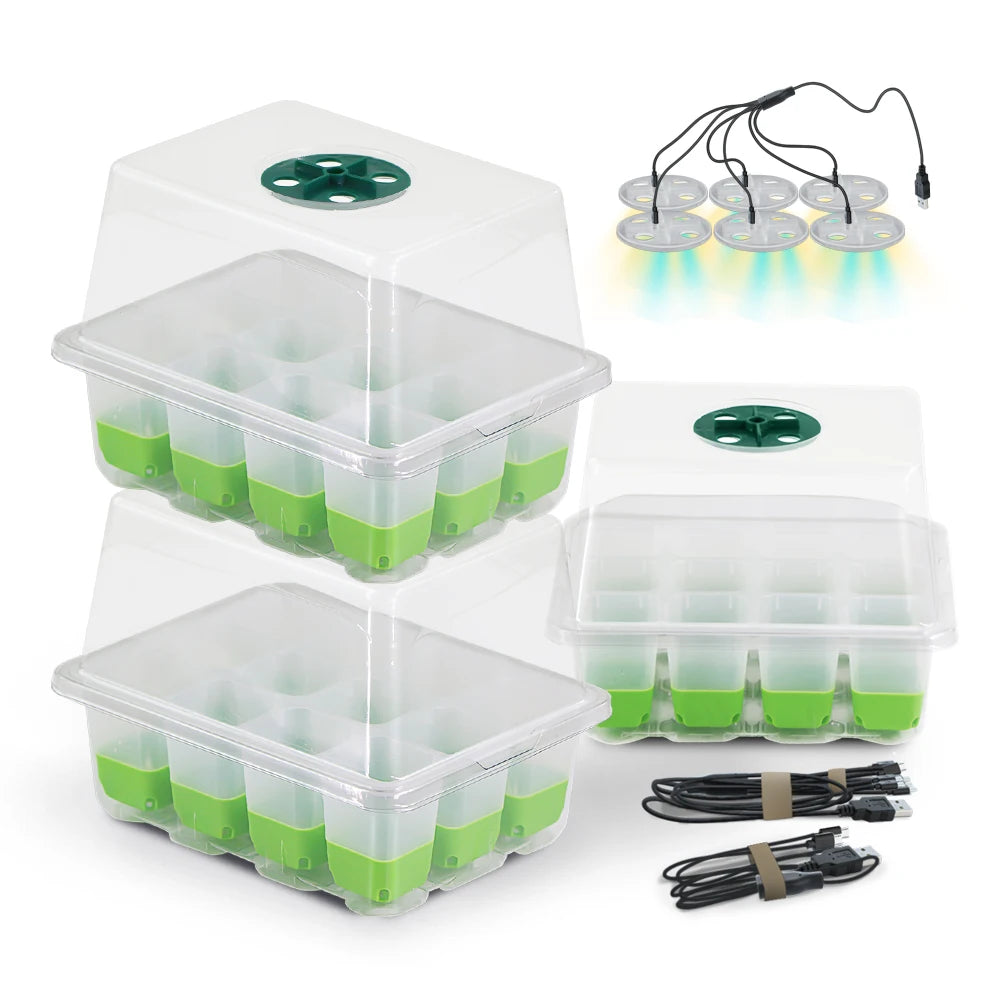LED Grow Light Seed Starter Kit – 3-Spectrum Indoor Plant Germination Tray for Healthy Seedlings