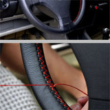 Universal Leather Steering Wheel Cover – 38cm Non-Slip DIY Auto Wheel Protector