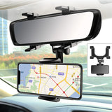 Soporte para teléfono con espejo retrovisor giratorio de 360° para automóvil: ajustable, duradero y de ajuste universal