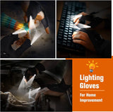 Guantes con linterna LED de medio dedo: resistentes al agua y duraderos para actividades al aire libre y nocturnas