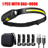 Rechargeable LED Headlamp – Waterproof, USB Charging, Adjustable Brightness for Camping, Hiking, Running, and Night Activities