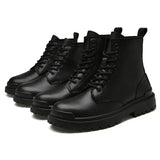 Men’s Genuine Leather Motorcycle Boots – Winter Warm Ankle Boots for Outdoor & Casual Wear (Sizes 38-48)