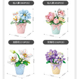 DIY Flower Bouquet Building Blocks Set - Cute Succulent & Rose Botanical Collection