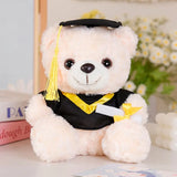 25cm Graduation Bear Plush Toy – Cute Doctor Teddy with Christmas Hat