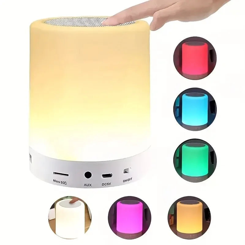 Wireless Bluetooth LED Speaker Lamp – Touch Control Night Light with Colorful Dimming & Built-In Stereo Sound for Home & Bedroom