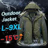 Men’s Fleece-Lined Winter Jacket with Detachable Hood – Patchwork Outdoor Coat