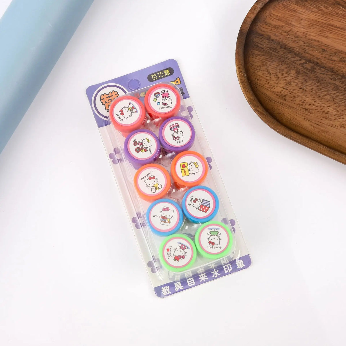 Sanrio Self-Inking Stamp Set - 10pcs Hello Kitty & Friends DIY Craft Stamps