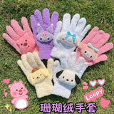 Hello Kitty Touchscreen Gloves – Kawaii Coral Fleece, Warm Winter Gloves for Women