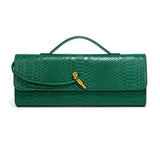Women’s Serpentine PU Leather Baguette Bag – Fashion Shoulder Purse with Interior Pockets