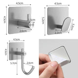 Ganchos de pared adhesivos de acero inoxidable: toalleros multiusos para baño y cocina (juego de 4) 