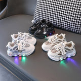 Kids’ LED Light-Up Shoes – Breathable PU Leather Sneakers for Ages 7–13 (Unisex)