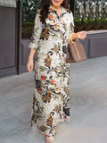 Casual Cotton Ankle-Length Sundress for Women - Spring Summer Turn-Down Collar
