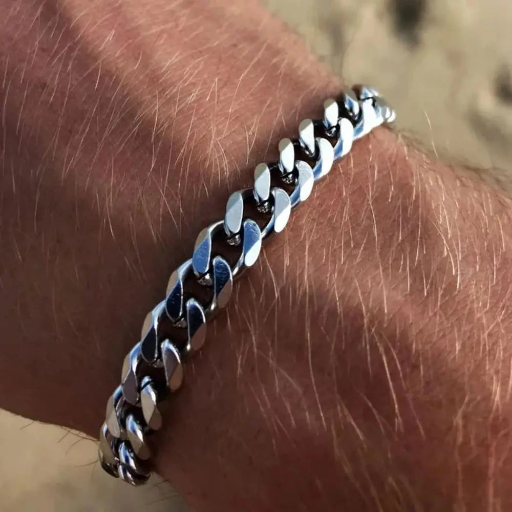 Stainless Steel Hip-Hop Chain Bracelet – Unisex Street Style Accessory
