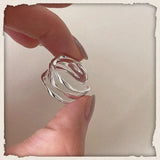 925 Sterling Silver Multi-Layer Geometric Adjustable Ring for Women – Minimalist Wedding & Party Jewelry