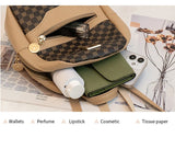Checkered Pattern Shoulder Backpack – Large Capacity Crossbody Handbag for Women