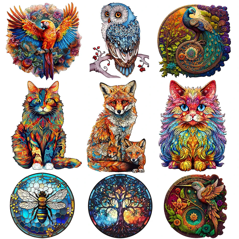 Phoenix-Shaped Wooden Animal Jigsaw Puzzle for Adults