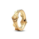 Anillo de plata 925 chapado en oro nuevo 2024 con circonita brillante y doble banda en forma de corazón para mujer, anillo Pandor original, joyería fina