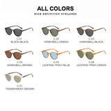 Gafas de sol polarizadas redondas retro: montura clásica de leopardo y protección UV400