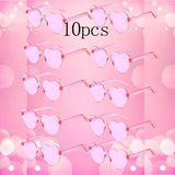 10 gafas de sol con forma de corazón, gafas de sol con forma de corazón, sin marco, de una pieza, de colores deslumbrantes
